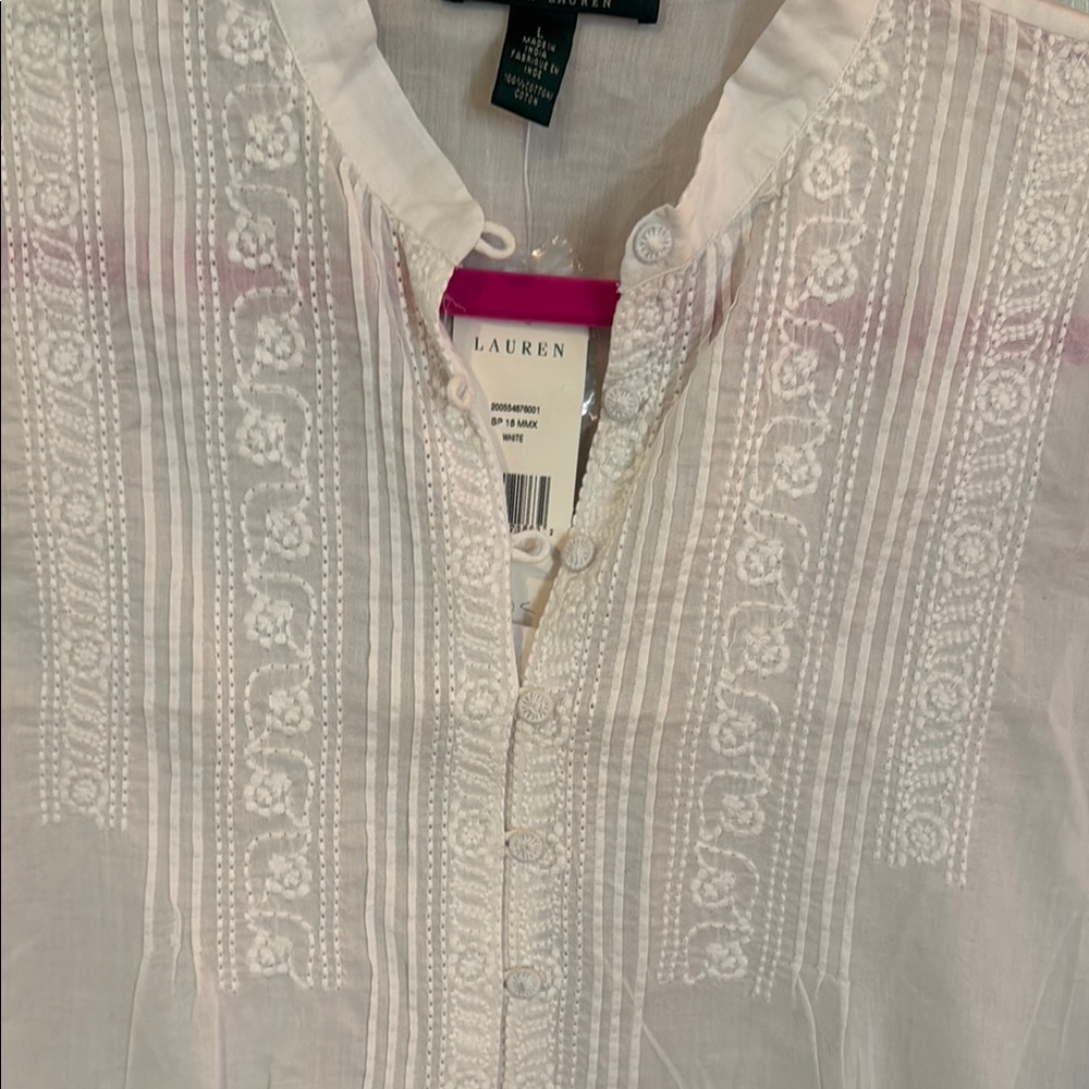 White Embroidered Long Sleeve Blouse - Picture 2 of 8